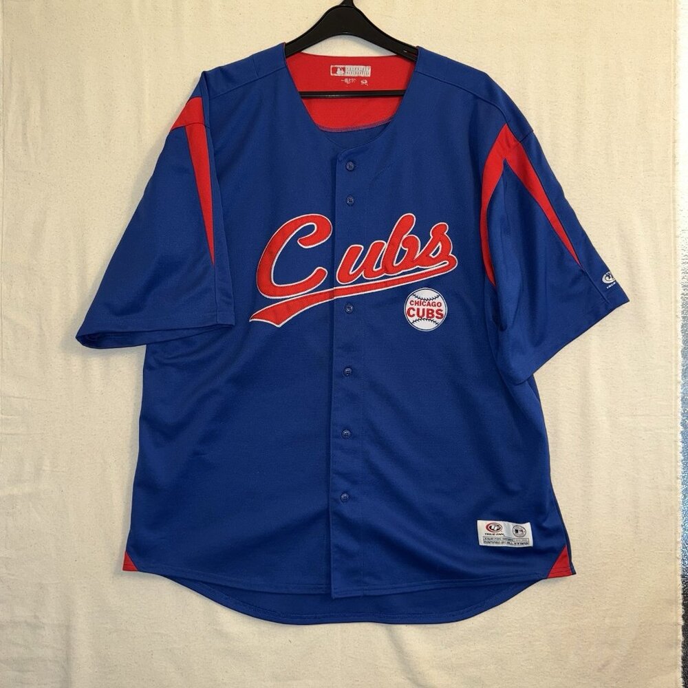 Chicago Cubs MLB Geniune Merchadise True Fan Series Blue Baseball Jersey Sz L
